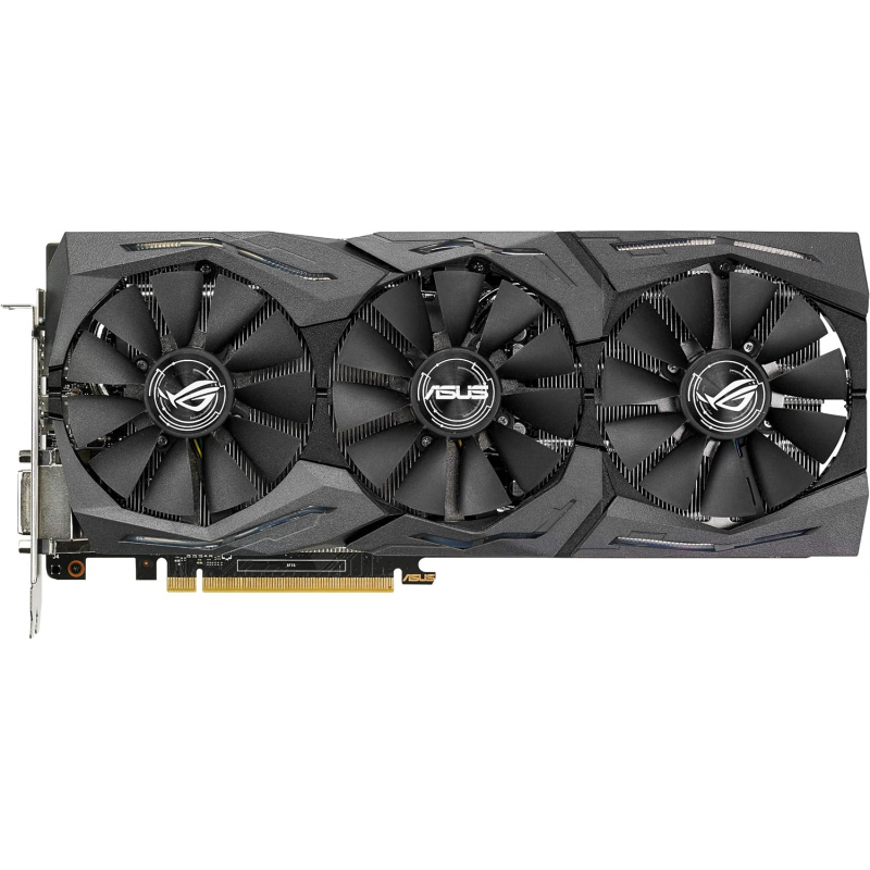 Carte graphique ASUS ROG STRIX-GTX1070-O8G-GAMING (vue sur les ventilateur)